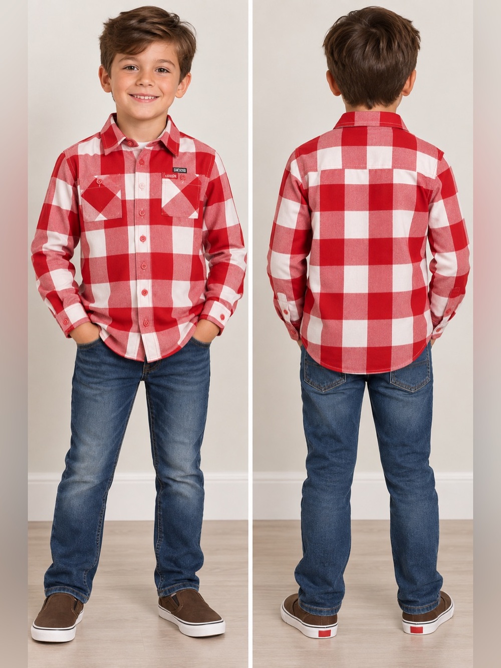 Dixxon Youth Division "The Otto" Red White Plaid Flannel Shirt NWOT XS